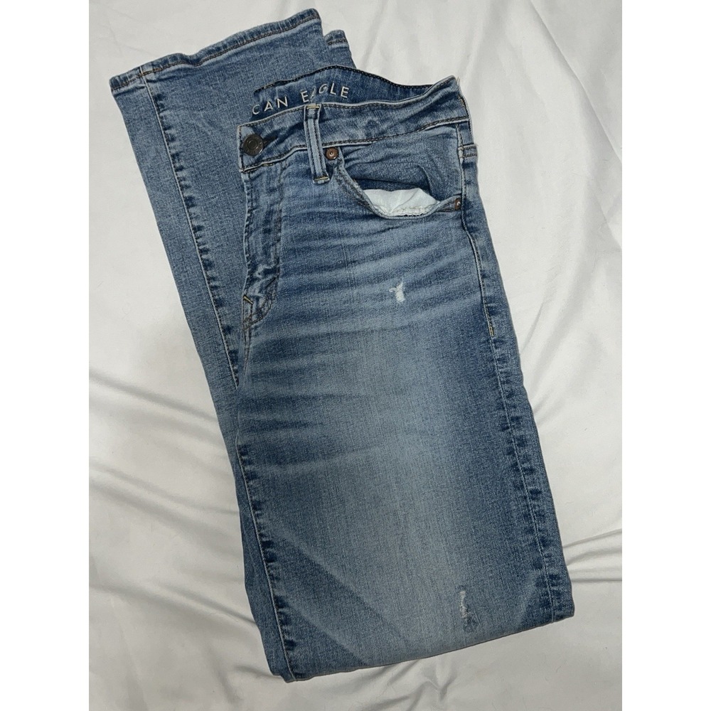 American Eagle Jeans Mens 30x32 Blue Denim Faded Airflex Original Bootcut Leg